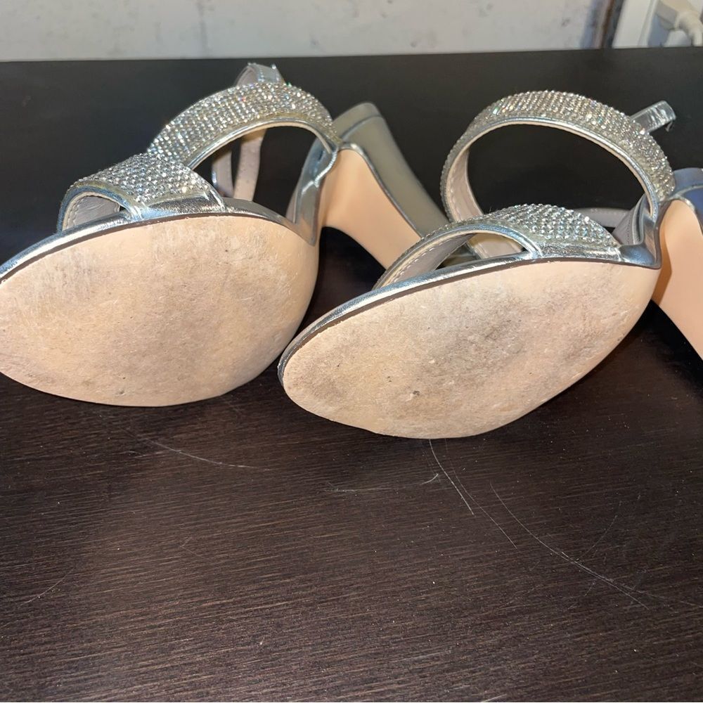 L. Miller Diamond Sparkle Sandal Block Open Toe Heels - Picture 3 of 5